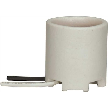 1.5 In. White Medium Base Keyless Unglazed Porcelain Socket With Wireay And Bronze Shell